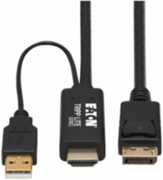HDMI to DisplayPort Active Adapter Cable, 4K, USB Power, M/M, Black, 2 m