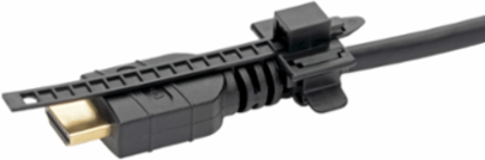 HDMI Cable Lock with Nylon Clamp, Tie & Screw - Black, Easy Install