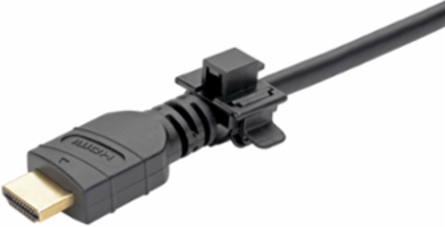 HDMI Cable Lock with Nylon Clamp, Tie & Screw - Black, Easy Install