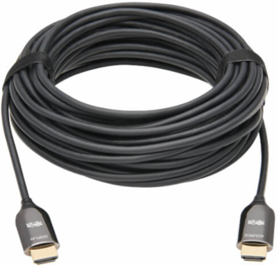 HDMI Plenum-Rated Fiber Active Optical Cable, 8K UHD 60 Hz, HDR, Black, 15 m
