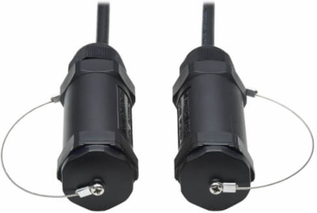 Armored HDMI Fiber Active Optical Cable, 4K @ 60 Hz, HDR, IP68, Hooded Connectors, M/M, Black, 30 m