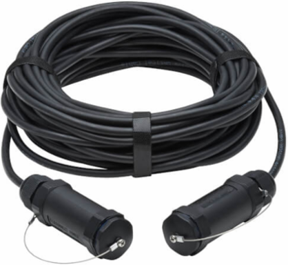 High-Speed Armored HDMI Fiber Active Optical Cable (AOC) with Hooded Connectors and Reel - 4K @ 60 Hz, HDR, IP68, M/M, Black, 70 m (230 ft.)