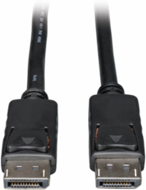 4K DisplayPort Cable with Latches, 1 Ft, Male to Male, Black