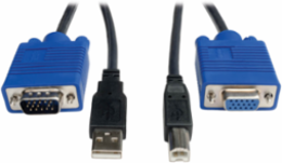 10ft USB KVM Switch Cable Kit - USB A/B, SVGA (HD15) Male/Female