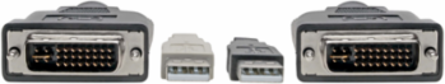 DVI to USB-A Dual KVM Cable Kit, 10 ft, 1920 x 1200 @ 60 Hz, USB 2.0