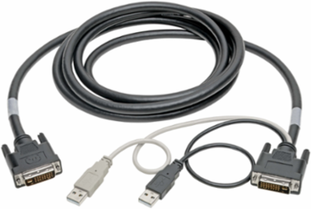 DVI to USB-A Dual KVM Cable Kit, 10 ft, 1920 x 1200 @ 60 Hz, USB 2.0