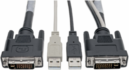 DVI to USB-A Dual KVM Cable Kit, 10 ft, 1920 x 1200 @ 60 Hz, USB 2.0