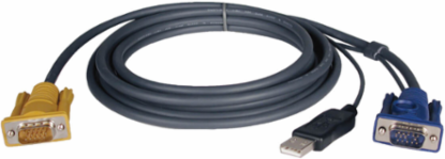 10 Ft USB 2-in-1 KVM Switch Cable Kit with HD15 Male Connector
