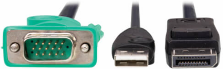 VGA to DisplayPort and USB-A Adapter Cable Kit, 1920x1080 60 Hz, Black, 6 ft