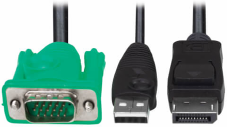 VGA to DisplayPort and USB-A Adapter Cable Kit, 1920x1080 60 Hz, Black, 6 ft