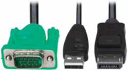 VGA to DisplayPort and USB-A Adapter Cable Kit, 1920x1080 60 Hz, Black, 6 ft