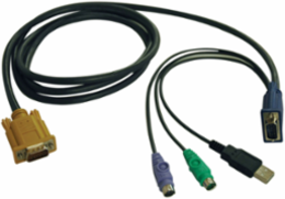 USB/PS2 KVM Cable Kit, 6 ft, HD15 Male & USB A Male Connectors
