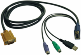 USB/PS2 KVM Combo Cable, 10 Foot, HD15/Male & USB A/Male Connectors