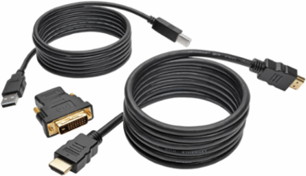 HDMI/DVI/USB KVM Cable Kit, 6 ft., Dual Link DVI, Gold-Plated Connectors