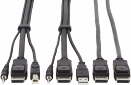 6 ft. Dual DisplayPort KVM Cable Kit, 4K 60Hz, USB & 3.5mm Audio