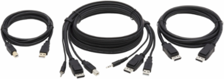 DisplayPort KVM Cable Kit, 6 ft., USB 2.0, 4K Resolution, Black