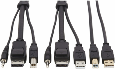 DisplayPort KVM Cable Kit, 6 ft, 4K @ 60Hz, 3xM, USB A/B, Audio