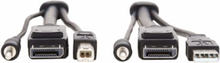 3-in-1 DisplayPort KVM Cable Kit, 4K @ 60 Hz, 6 Ft, USB, Black