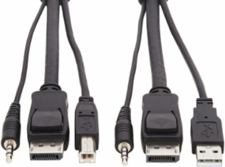 3-in-1 DisplayPort KVM Cable Kit, 4K @ 60 Hz, 6 Ft, USB, Black
