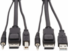 3-in-1 DisplayPort KVM Cable Kit, 4K @ 60 Hz, 6 Ft, USB, Black