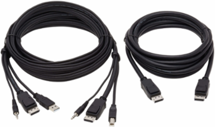 Dual DisplayPort KVM Cable Kit, 10 ft, 4K UHD, 3-in-1 DP, USB, Audio