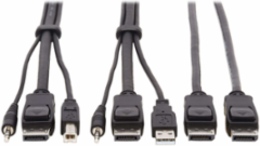 Dual DisplayPort KVM Cable Kit, 10 ft, 4K UHD, 3-in-1 DP, USB, Audio