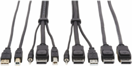 DisplayPort KVM Cable Kit, 10 Ft, 4K, USB 2.0, 3.5mm Audio