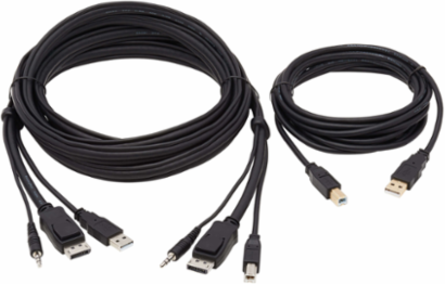 10 ft DisplayPort KVM Cable Kit, 4K, 4:4:4, USB, Audio, Black