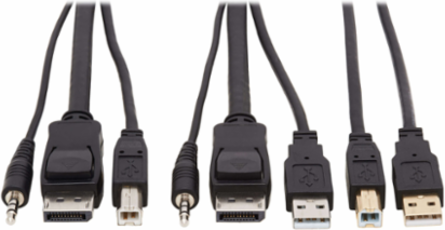 10 ft DisplayPort KVM Cable Kit, 4K, 4:4:4, USB, Audio, Black
