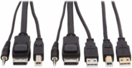 10 ft DisplayPort KVM Cable Kit, 4K, 4:4:4, USB, Audio, Black