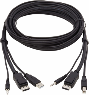 10 ft 4K DisplayPort KVM Cable Kit, USB, 3.5mm Audio, 4:4:4