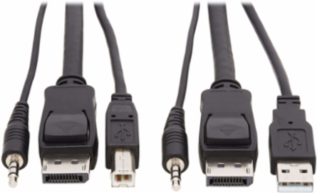 10 ft 4K DisplayPort KVM Cable Kit, USB, 3.5mm Audio, 4:4:4