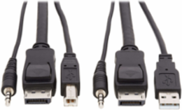 10 ft 4K DisplayPort KVM Cable Kit, USB, 3.5mm Audio, 4:4:4