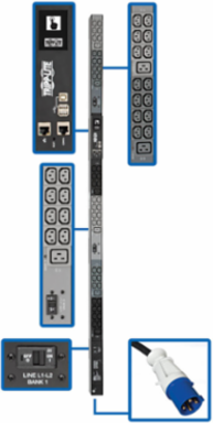 14.5kW Monitored PDU, 10 ft Cord, 208/240V, 48 Outlets (42 C13/6 C19), LCD