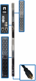 Monitored 5.8kW 3-Phase PDU, Vertical 0U, 45 Outlets, 208V/120V