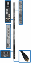 8.6kW 3-Phase Monitored PDU, 45 Outlets, Vertical 0U, 6 ft. Cord, NEMA L21-30P