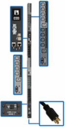10kW 3-Phase Switched PDU with Touchscreen LCD, 30 Outlets, 10 ft Cord, 0U