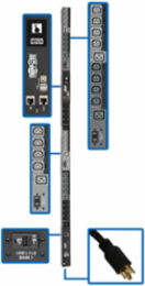 10kW 3-Phase Switched PDU, 30 Outlets, NEMA L21-30P, Touchscreen LCD