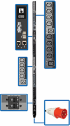 22.2kW 3-Phase Switched PDU, 30 Outlets (24 C13/6 C19), Touchscreen LCD