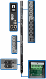 28.8kW 3-Phase Switched PDU, 30 Outlets (24 C13/6 C19), 0U, Touchscreen LCD