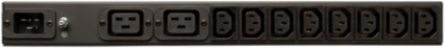 1U Rack-Mount Basic PDU, 1.6–3.8kW, 14 Outlets (12 C13 & 2 C19), 12 ft. Cord