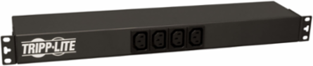 1U Rack-Mount Basic PDU, 1.6–3.8kW, 14 Outlets (12 C13 & 2 C19), 12 ft. Cord