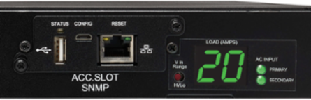 3.8kW Single-Phase Switched Automatic Transfer Switch PDU, 1U, 10 Outlets