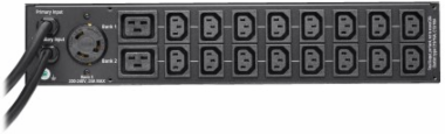 5.8kW 208/240V Single-Phase ATS/Monitored PDU - 16 C13, 2 C19 & 1 L6-30R Outlets, Dual L6-30P Inputs, 10 ft. Cords, 2U, TAA
