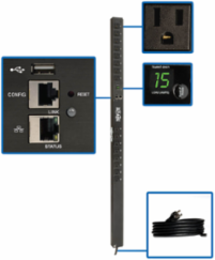 1.4kW Monitored PDU with 16 NEMA 5-15R Outlets, 10 ft Cord, 0U