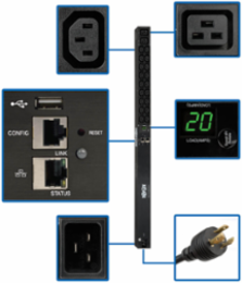 3.3/3.7kW Monitored PDU, 0U 90cm, 18 C13/2 C19 Outlets