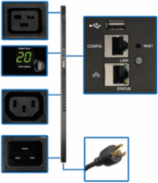 Single-Phase Monitored PDU, 3.3-3.7kW, 20 C13/4 C19, 208/230V, 0U
