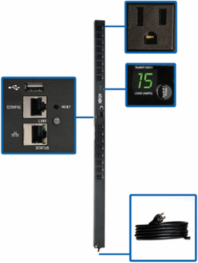 1.4kW Single-Phase Switched PDU, 16 NEMA 5-15R Outlets, 10 ft Cord, 0U