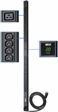 Metered PDU 3.8kW 200-240V 0U Vertical, 38 Outlets (6 C19, 32 C13), 10ft Cable
