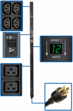 30A 208/240V 5.8kW Metered PDU, 48 Outlets, 10 ft. Cord, 0U Vertical
